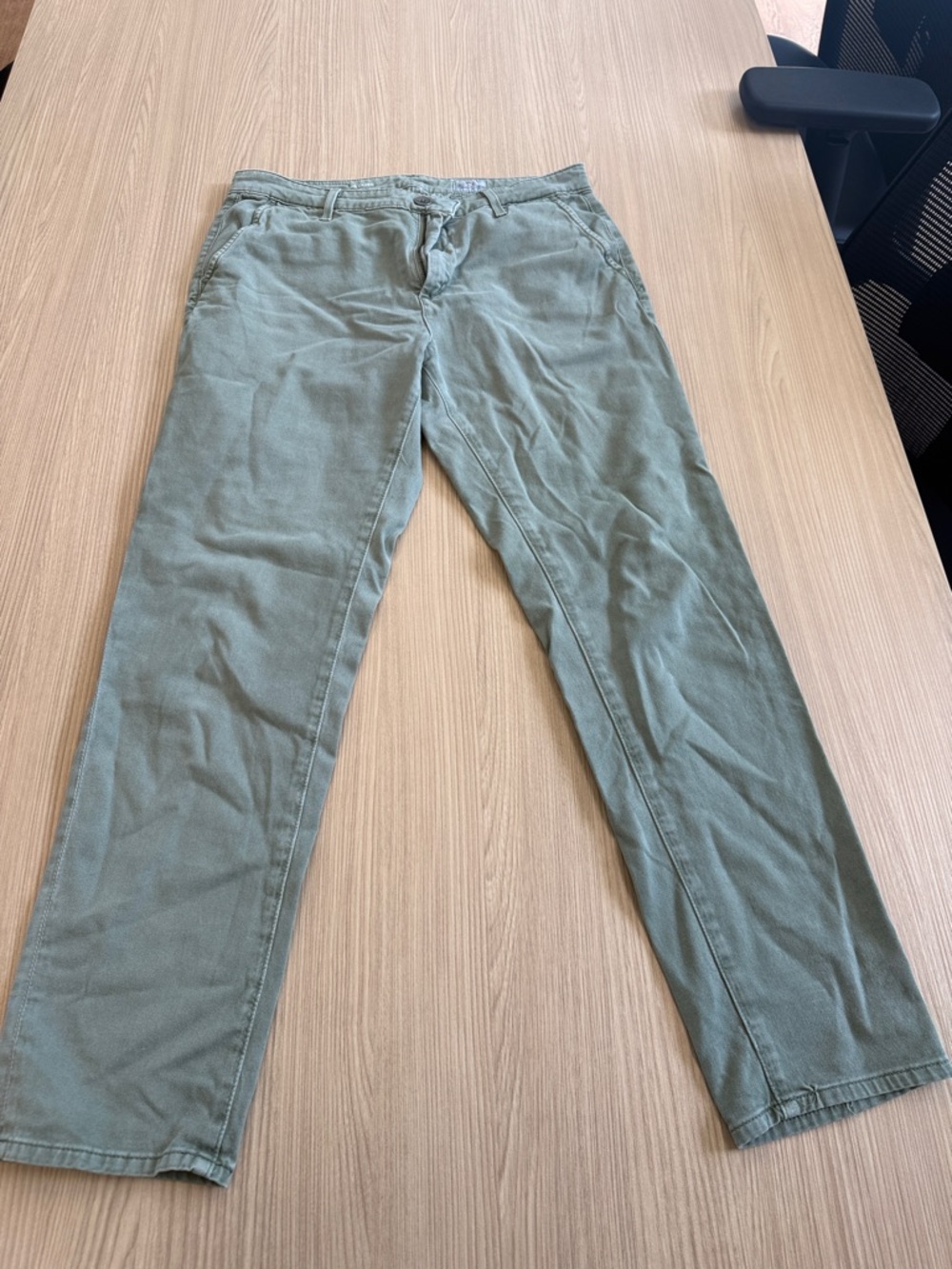 Casual Olive Green Straight-Leg Pants